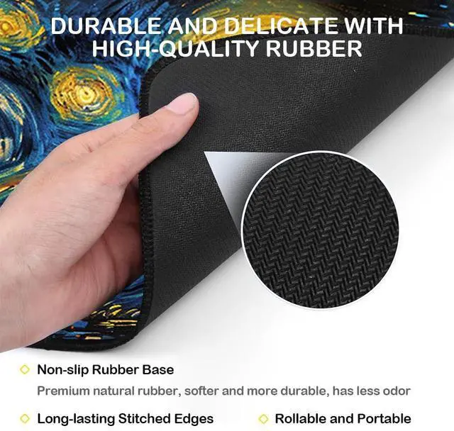 Alt view image 4 of 7 - Large Gaming Mouse Pad, Extended Desk Mat with Non-Slip Rubber Base, 31.5 x 11.8 Inch Waterproof Surface, 3mm Thick for Gaming Home and Office (Starry Night)
