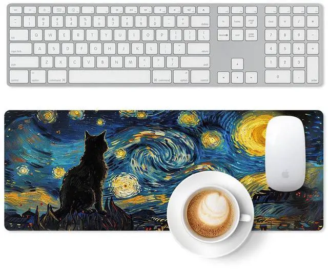 Main image of Large Gaming Mouse Pad, Extended Desk Mat with Non-Slip Rubber Base, 31.5 x 11.8 Inch Waterproof Surface, 3mm Thick for Gaming Home and Office (Starry Night)