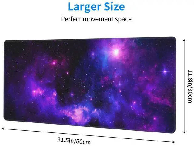Alt view image 3 of 5 - Galaxy XL Large Gaming Mouse Pad, Long Extended Full Mouse Mat for Top Keyboard Table, Cute Big Stitched Waterproof Mousepad Gifts for Women Office Decor(Purple, 31.5 * 11.8 in)