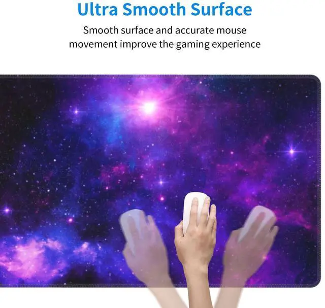 Alt view image 4 of 5 - Galaxy XL Large Gaming Mouse Pad, Long Extended Full Mouse Mat for Top Keyboard Table, Cute Big Stitched Waterproof Mousepad Gifts for Women Office Decor(Purple, 31.5 * 11.8 in)