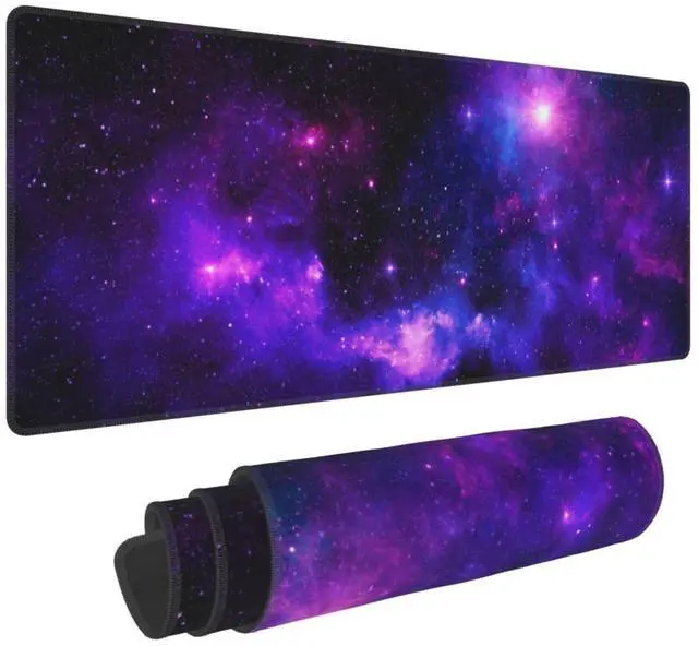 Alt view image 2 of 5 - Galaxy XL Large Gaming Mouse Pad, Long Extended Full Mouse Mat for Top Keyboard Table, Cute Big Stitched Waterproof Mousepad Gifts for Women Office Decor(Purple, 31.5 * 11.8 in)