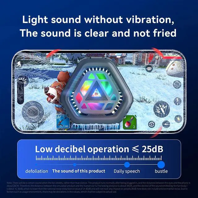 Alt view image 4 of 7 - Magnetic Cell Phone Cooler for Gaming,Portable Mobile Phone Cooling Fan Lightweight Quiet with RGB Ligh