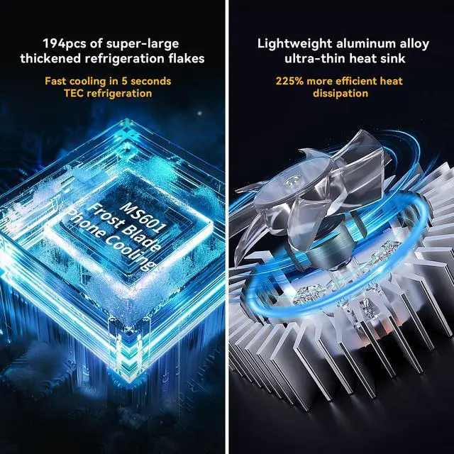 Alt view image 3 of 7 - Magnetic Cell Phone Cooler for Gaming,Portable Mobile Phone Cooling Fan Lightweight Quiet with RGB Ligh