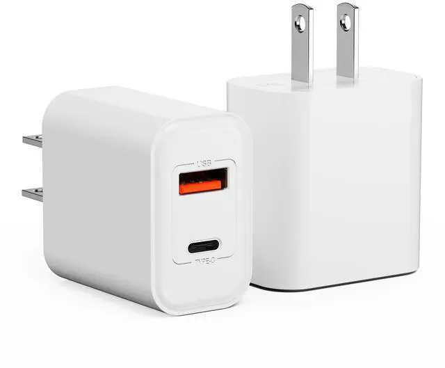 Alt view image 2 of 7 - 20W Fast Charging Block 3-Pack, Dual Port USB-C Wall Charger, Compatible with iPhone 17/16/15/14/13/12/11, iPad, Samsung Galaxy, Google Pixel and More.
