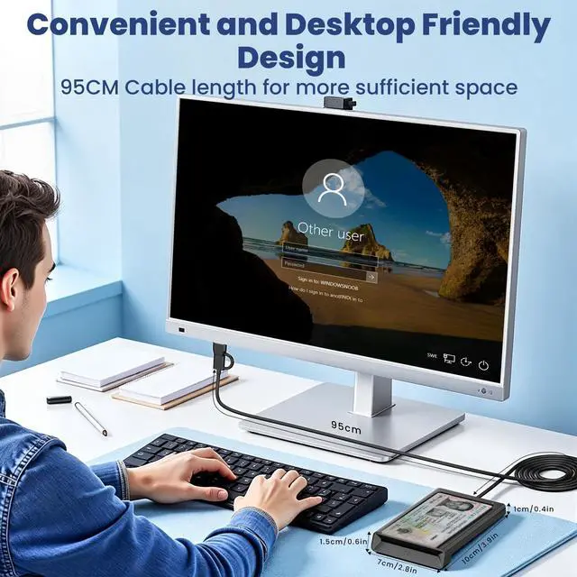 Alt view image 7 of 7 - Smart Card Reader with NFC, USB-A & USB-C NFC Reader & CAC Reader Military DOD Common Access, 2-in-1 Contact and Contactless IC/ID/PIV/Bank/Credit Card Reader for Mac OS, Windows, Android, Linux