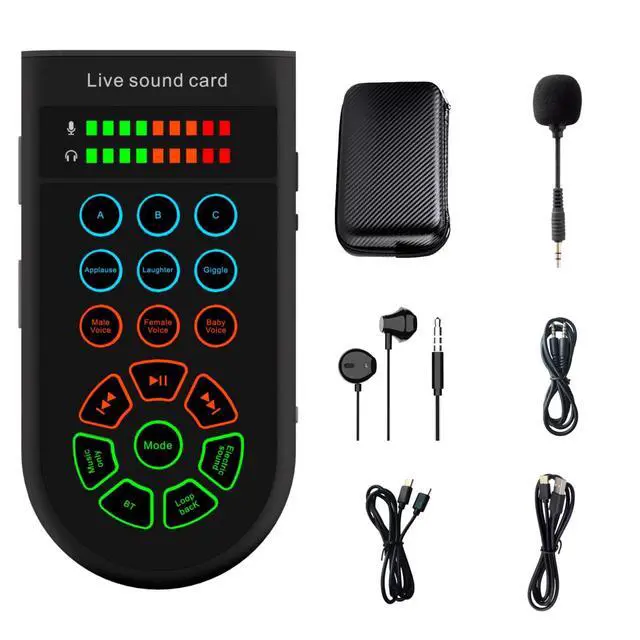 Main image of Portable Sound Card,HD Sound Handheld Sound Card Set for Live Streaming, Gaming, Karaoke, Indoor & Outdoor Use, for Streamers, Gamers, Karaoke Lovers