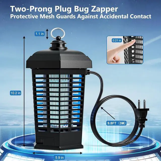 Alt view image 2 of 6 - Bug Zapper Backyard Patio Garden Outdoor & Indoor, High Powered Mosquito Zapper, Waterproof Metal Housing Insect Catcher