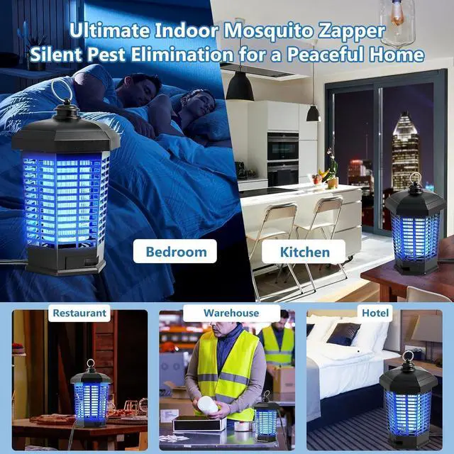 Alt view image 3 of 6 - Bug Zapper Backyard Patio Garden Outdoor & Indoor, High Powered Mosquito Zapper, Waterproof Metal Housing Insect Catcher
