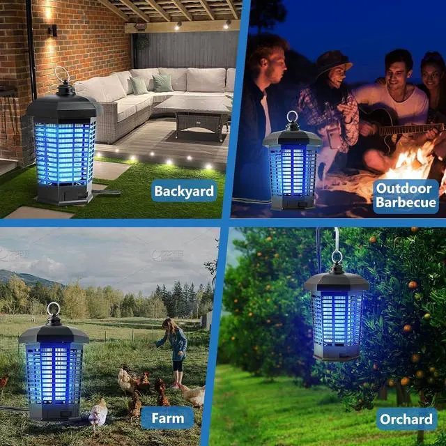 Alt view image 4 of 6 - Bug Zapper Backyard Patio Garden Outdoor & Indoor, High Powered Mosquito Zapper, Waterproof Metal Housing Insect Catcher