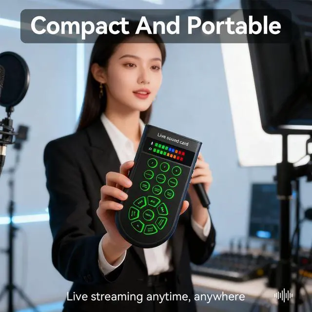 Alt view image 6 of 6 - Portable Sound Card,HD Sound Handheld Sound Card Set for Live Streaming, Gaming, Karaoke, Indoor & Outdoor Use, for Streamers, Gamers, Karaoke Lovers