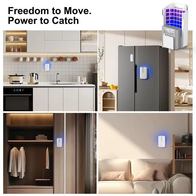 Alt view image 2 of 6 - Cordless Rechargeable Fruit Fly Trap - Indoor Outdoor Gnat Killer with 5 Replaceable Glue Boards, Safe Odorless Hanging Sticky Fly Traps for Kitchen, Plants, Home & Patio