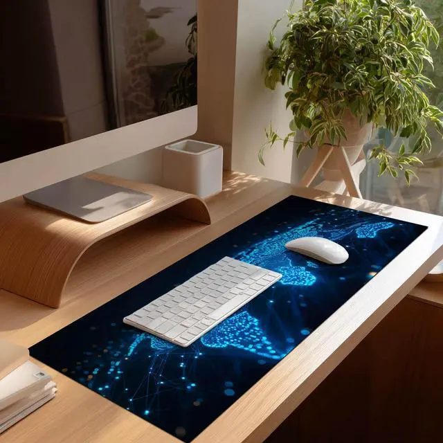 Alt view image 2 of 7 - Large Mouse Pad 31.5x11.8 Inch Gaming Mousepad Futuristic Network Globe Non-Slip Keyboard Desktop Protector Mat XL Mouse Pad for Home Office Laptop Wireless Mice Accessories