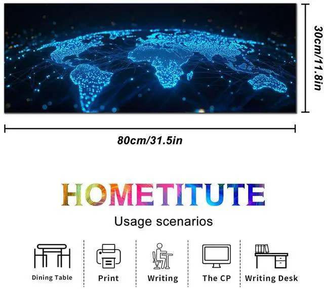 Alt view image 5 of 7 - Large Mouse Pad 31.5x11.8 Inch Gaming Mousepad Futuristic Network Globe Non-Slip Keyboard Desktop Protector Mat XL Mouse Pad for Home Office Laptop Wireless Mice Accessories