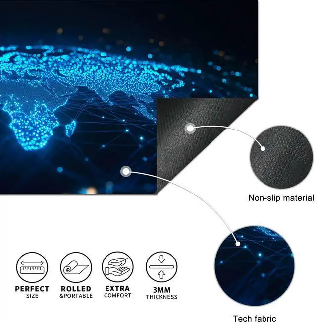 Alt view image 6 of 7 - Large Mouse Pad 31.5x11.8 Inch Gaming Mousepad Futuristic Network Globe Non-Slip Keyboard Desktop Protector Mat XL Mouse Pad for Home Office Laptop Wireless Mice Accessories