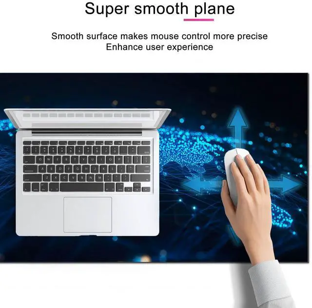 Alt view image 7 of 7 - Large Mouse Pad 31.5x11.8 Inch Gaming Mousepad Futuristic Network Globe Non-Slip Keyboard Desktop Protector Mat XL Mouse Pad for Home Office Laptop Wireless Mice Accessories