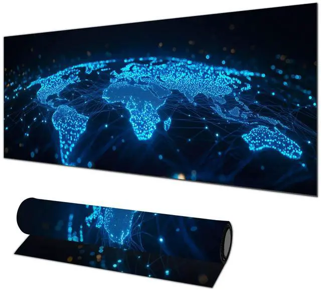 Main image of Large Mouse Pad 31.5x11.8 Inch Gaming Mousepad Futuristic Network Globe Non-Slip Keyboard Desktop Protector Mat XL Mouse Pad for Home Office Laptop Wireless Mice Accessories