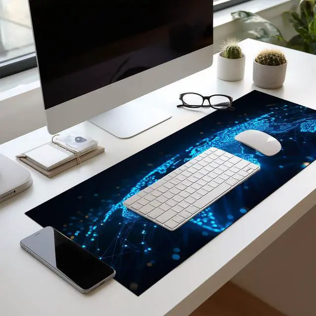 Alt view image 3 of 7 - Large Mouse Pad 31.5x11.8 Inch Gaming Mousepad Futuristic Network Globe Non-Slip Keyboard Desktop Protector Mat XL Mouse Pad for Home Office Laptop Wireless Mice Accessories