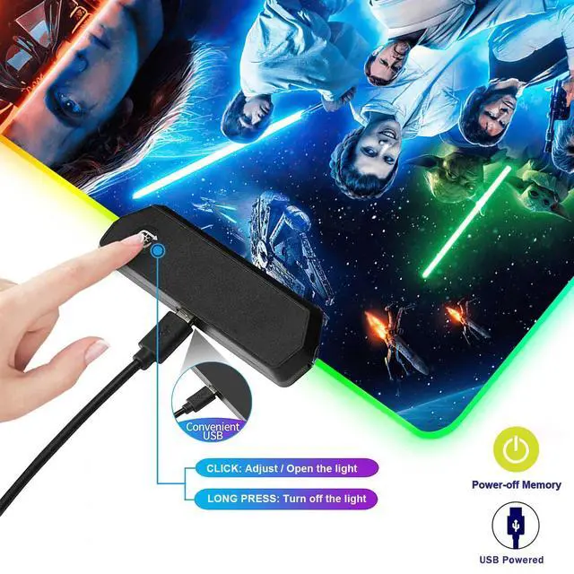 Alt view image 5 of 6 - Large Gaming RGB Mouse Pad XXL,Large Wide Gaming Mousepad,Desk Accessories,Office Supplies,Office Decor,Non-Slip Rubber Base and Stitched Edges Desk Pad for Computer Game Office Work,31.5"x15.7"