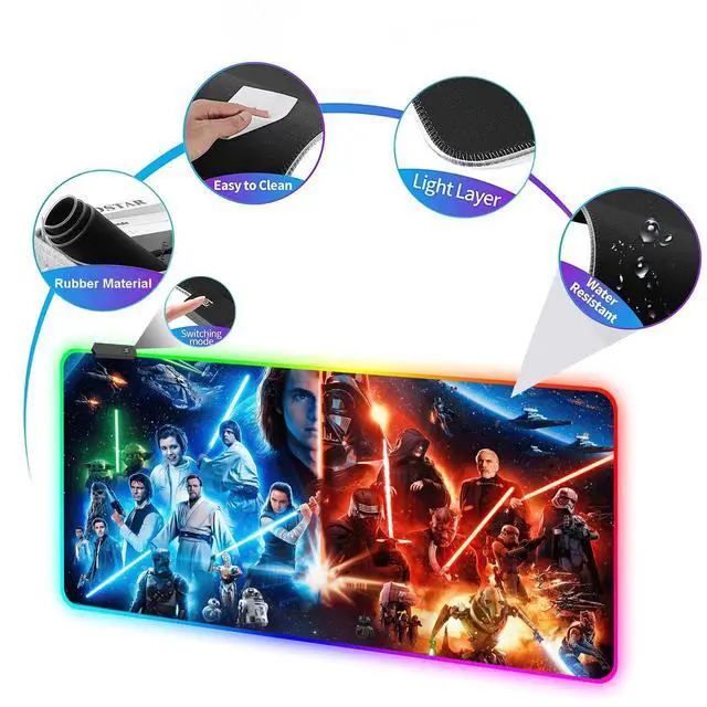 Alt view image 4 of 6 - Large Gaming RGB Mouse Pad XXL,Large Wide Gaming Mousepad,Desk Accessories,Office Supplies,Office Decor,Non-Slip Rubber Base and Stitched Edges Desk Pad for Computer Game Office Work,31.5"x15.7"