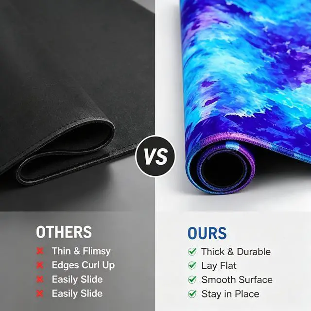 Alt view image 7 of 7 - Extended Gaming Mouse Pad 31.5x11.8 Inch, Large Desk Mat with Non-Slip Rubber Base, Smooth Surface, Stitched Edges, Colorful Abstract Design for Gaming & Office SetupAbstract Nebula