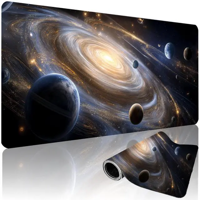 Main image of XXL Gaming Mouse Pad 35.4 x 15.7 Inch, Large Extended Desk Mousepad with Galaxy Space Design, Water-Resistant Surface & Stitched Edges, Non-Slip Rubber Base Desk Mat for Gaming, Office & Home