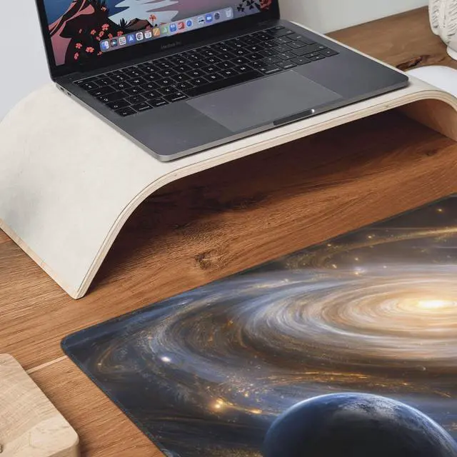 Alt view image 7 of 7 - XXL Gaming Mouse Pad 35.4 x 15.7 Inch, Large Extended Desk Mousepad with Galaxy Space Design, Water-Resistant Surface & Stitched Edges, Non-Slip Rubber Base Desk Mat for Gaming, Office & Home