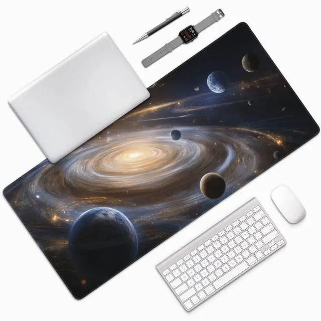 Alt view image 2 of 7 - XXL Gaming Mouse Pad 35.4 x 15.7 Inch, Large Extended Desk Mousepad with Galaxy Space Design, Water-Resistant Surface & Stitched Edges, Non-Slip Rubber Base Desk Mat for Gaming, Office & Home