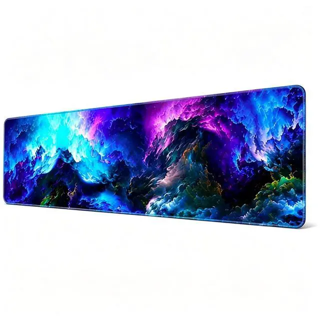 Main image of Extended Gaming Mouse Pad 31.5x11.8 Inch, Large Desk Mat with Non-Slip Rubber Base, Smooth Surface, Stitched Edges, Colorful Abstract Design for Gaming & Office SetupAbstract Nebula