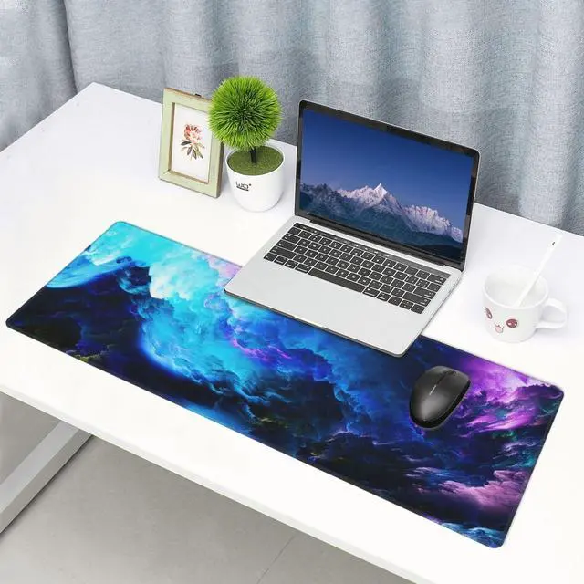 Alt view image 7 of 7 - Gaming Mouse Pad, Large Dazzling Galaxy Mousepad Laptop, Extended Mouse Mat, Long XL Waterproof Keyboard Pads, Big Non-Slip Mousepads for Game Office Home, 31.5 x 11.8 in