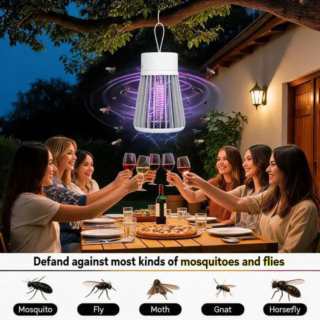 Alt view image 4 of 7 - Bug Zapper Indoor Outdoor Rechargeable Hanging Mosquito Zapper, Mosquito Killer Lamp - Portable UV Insect Trap for Indoor/Outdoor, USB-Powered with Grid for Camping, Bedroom, Patio, Kitchen