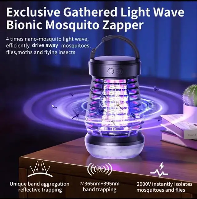Alt view image 3 of 7 - Upgrade 3-in-1 Bug Lantern with 2000V Grid Portable Rechargeable Camping Light with Adjustable Brightness and SOS Mode for Indoor & Outdoor Use1