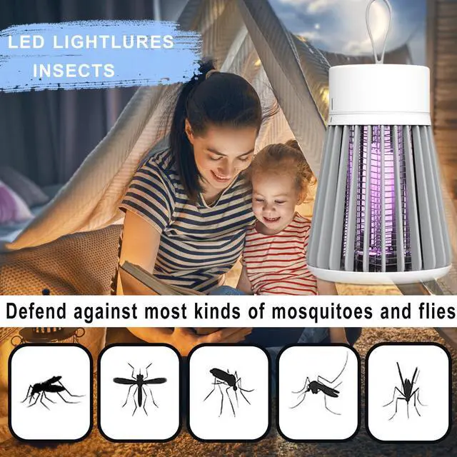 Alt view image 3 of 7 - Bug Zapper Indoor Outdoor Rechargeable Mosquito Zapper and Fly Zapper with UV Light, Portable Insect Killer Trap with Safety Grid, USB Powered for Camping, Home, Garden, Picnic