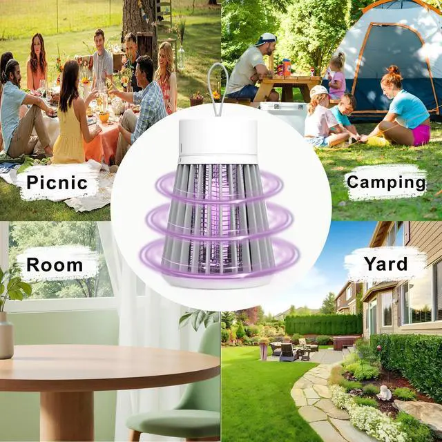 Alt view image 7 of 7 - Bug Zapper Indoor Outdoor Rechargeable Mosquito Zapper and Fly Zapper with UV Light, Portable Insect Killer Trap with Safety Grid, USB Powered for Camping, Home, Garden, Picnic