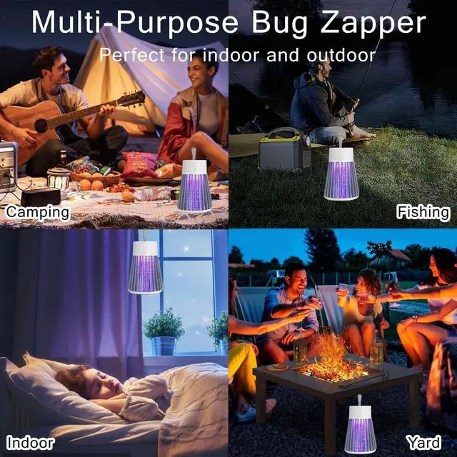 Alt view image 7 of 7 - Bug Zapper Indoor Outdoor,Electric Fly Zapper Mosquito Repellent,Portable USB Recharge Fly Zapper Mosquito Killer,for Bedroom Camping Home Party