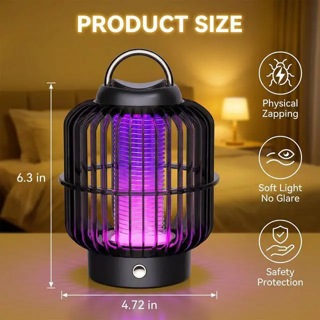 Alt view image 3 of 7 - Bug Zapper Indoor Outdoor, 2200V Insect Fly Zapper Waterproof Rechargeable Cordless Zapper with 8H Battery Life, Portable IMosquito Trap Fly Trap for Home, Patio, Kitchen, Garden