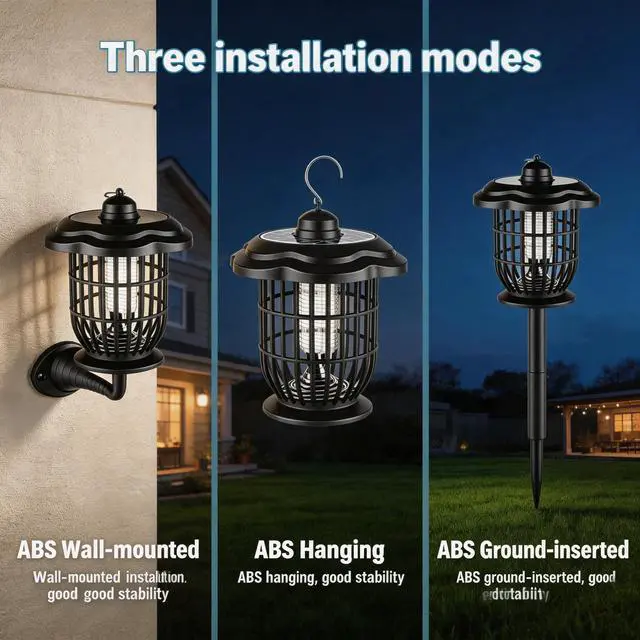 Alt view image 3 of 7 - Solar Bug Zapper Outdoor Lights, Garden Rechargeable Waterproof 2-in-1 Mosquito Killer Lamp and Portable Fly Zapper, Attracts Gnats, Mosquitoes, Flies for Indoor and Outdoor Use