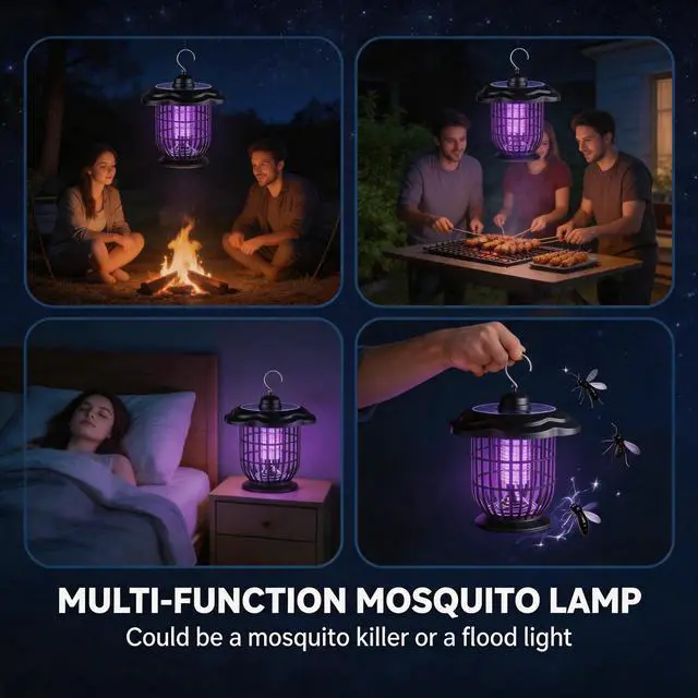 Alt view image 5 of 7 - Solar Bug Zapper Outdoor Lights, Garden Rechargeable Waterproof 2-in-1 Mosquito Killer Lamp and Portable Fly Zapper, Attracts Gnats, Mosquitoes, Flies for Indoor and Outdoor Use
