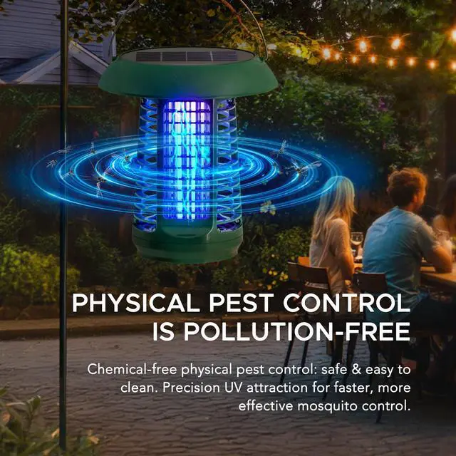 Alt view image 3 of 7 - Solar Bug Zapper Outdoor, 2 in 1 Portable Pest Control Electric Mosquito Zapper Killer with Solar Panel and UV Light for Home, Patio, Backyard, Camping