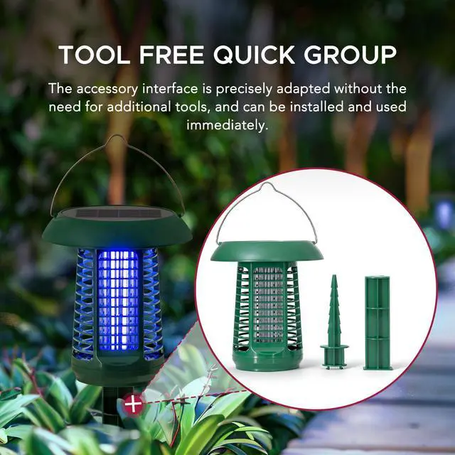Alt view image 4 of 7 - Solar Bug Zapper Outdoor, 2 in 1 Portable Pest Control Electric Mosquito Zapper Killer with Solar Panel and UV Light for Home, Patio, Backyard, Camping