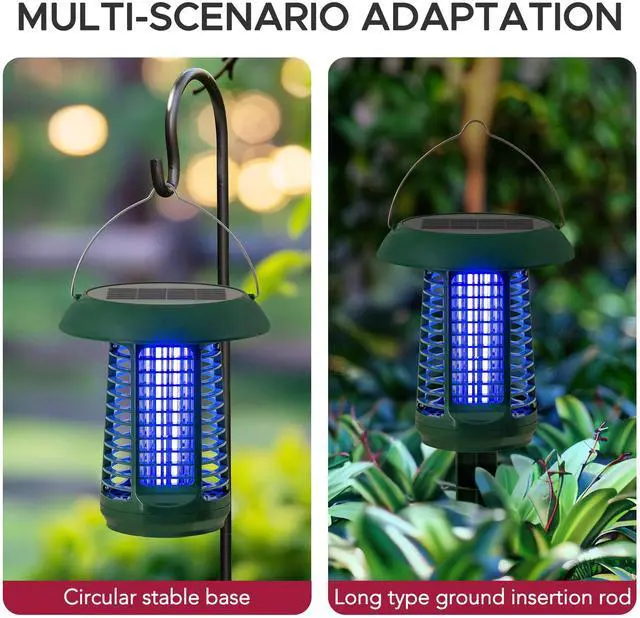 Alt view image 5 of 7 - Solar Bug Zapper Outdoor, 2 in 1 Portable Pest Control Electric Mosquito Zapper Killer with Solar Panel and UV Light for Home, Patio, Backyard, Camping