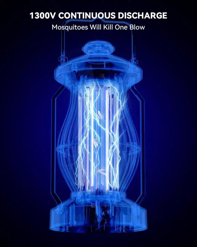 Alt view image 2 of 6 - Rechargeable Bug Zapper, Cordless Portable & Hanging Electric Mosquito & Fly Killer with Light for Indoor & Outdoor, Ideal for Backyard and Patio
