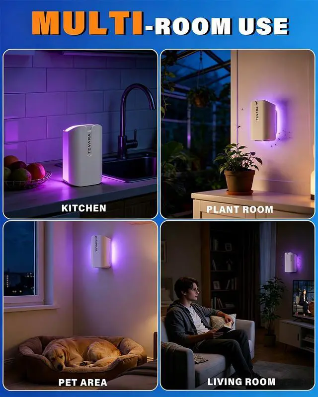 Alt view image 7 of 7 - Cordless Flying Insect Trap Indoor, 4000mAh Rechargeable UV Light Bug Catcher for Moths Gnats Fruit Flies, 2-in-1 Night Light Mode Fly Trap for Home Kitchen Garage RV (1 Device & 1 Cartridge)