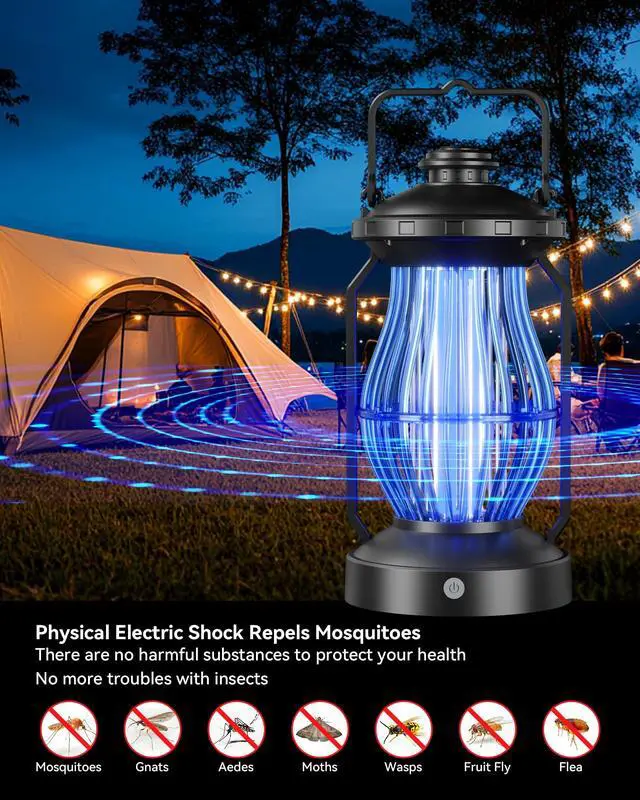 Alt view image 4 of 6 - Rechargeable Bug Zapper, Cordless Portable & Hanging Electric Mosquito & Fly Killer with Light for Indoor & Outdoor, Ideal for Backyard and Patio