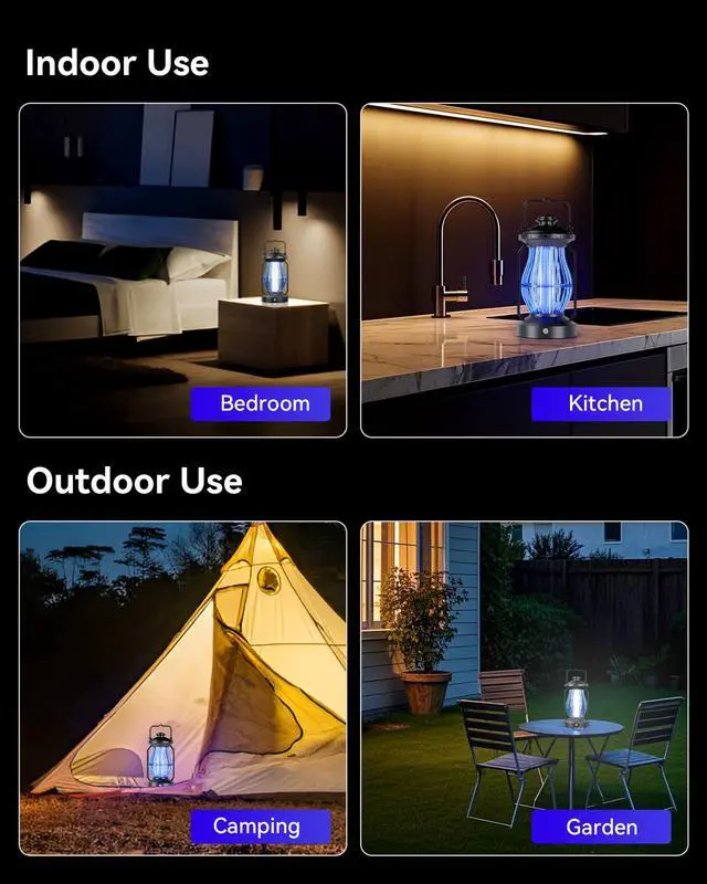 Alt view image 5 of 6 - Rechargeable Bug Zapper, Cordless Portable & Hanging Electric Mosquito & Fly Killer with Light for Indoor & Outdoor, Ideal for Backyard and Patio