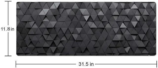 Alt view image 2 of 7 - Gaming Mouse Pad, Large Mouse Pads for Desk, Non-Slip Rubber Base Mousepad, Keyboard Mouse Mat, Desk Pad with Stitched Edges, 31.5x11.8inch, Black Grey Triangular Abstract