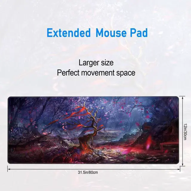 Alt view image 2 of 7 - Gaming Mouse Pad,Large Extended Desk Mat,Desk Matt for Desktop Professional Mousepad with Non-Slip Base and Stitched Edges,31.5 x 12in