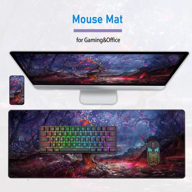 Alt view image 6 of 7 - Gaming Mouse Pad,Large Extended Desk Mat,Desk Matt for Desktop Professional Mousepad with Non-Slip Base and Stitched Edges,31.5 x 12in