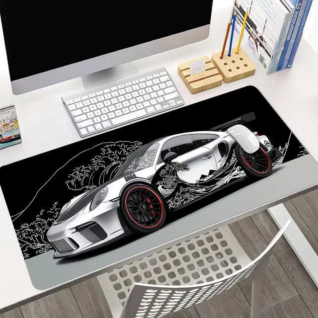 Alt view image 5 of 7 - Racing Car Mouse Pad Gaming Mousepad Non-Slip Rubber Base Keyboard Pad Desk Mat for Home Office, 31.5 x 11.8 in
