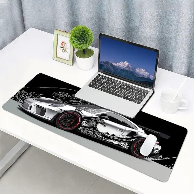 Alt view image 6 of 7 - Racing Car Mouse Pad Gaming Mousepad Non-Slip Rubber Base Keyboard Pad Desk Mat for Home Office, 31.5 x 11.8 in
