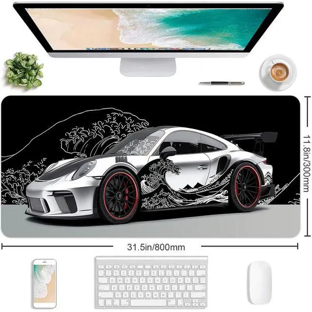 Alt view image 2 of 7 - Racing Car Mouse Pad Gaming Mousepad Non-Slip Rubber Base Keyboard Pad Desk Mat for Home Office, 31.5 x 11.8 in